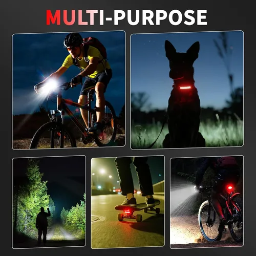 Miniatura 8 de Bike Light for Night Riding, 2000LM/1000LM Bicycle Headlight & Taillight, Multiple Modes,3000mAh/2000mAh USB C Rechargeable Waterproof LED Bright