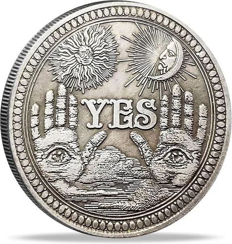 Miniatura 8 de Moneda de Desafío, Moneda de adivinación sí, no (bronce)