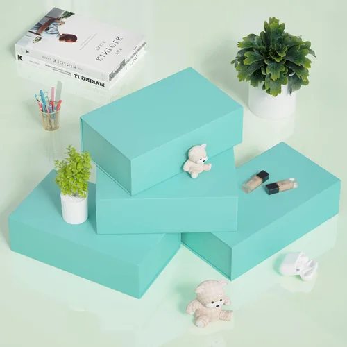 Miniatura 7 de Caja para regalo turquesa, cajas de regalo de 9.5x6x3 pulgadas con tapas, cierre magnético, rectangular, plegable, para caja de propuesta de dama