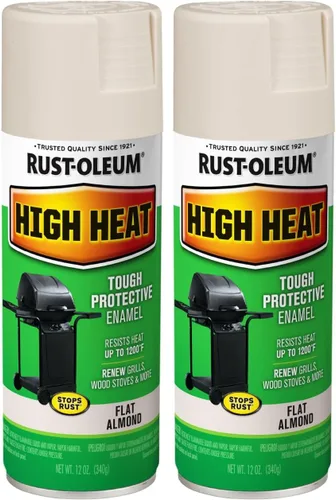 Rust-Oleum 7750830 Pintura en aerosol de esmalte de alta temperatura, 12 onzas, almendra (paquete de 2)