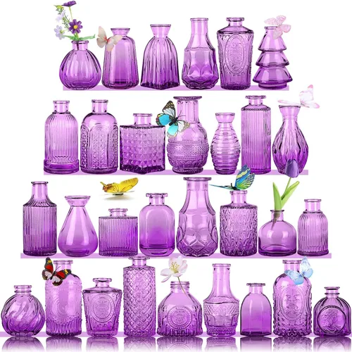 Miniatura 31 de Jarrones de Vidrio para Capullos en Juego a Granel de 30 Piezas, Pequeños Jarrones de Vidrio para Flores como Centros de Mesa de Boda para Mesas