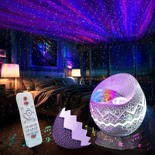Miniatura 7 de Rossetta Proyector de estrellas, proyector de galaxia para dormitorio, luz nocturna LED Aurora con altavoz Bluetooth, ruido blanco, temporizador