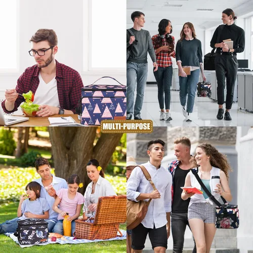 Miniatura 6 de Lonchera aislada para adultos, bolsa enfriadora a prueba de fugas de 10L con múltiples bolsillos, correa ajustable, ideal para el trabajo, la playa