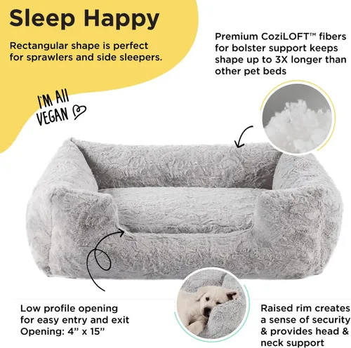 Miniatura 6 de Best Friends by Sheri Lux Lounge Bed - Cama calmante de piel sintética para perro, gris, mediano, 30 x 20 pulgadas