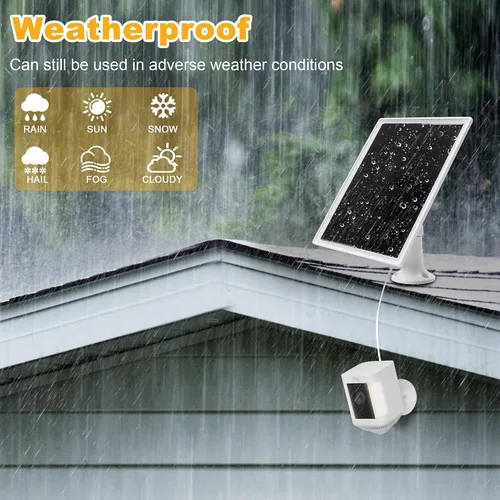 Miniatura 5 de Cargador de panel solar para cámara Ring, compatible con batería de cámara Ring Stick Up, batería de Ring Spotlight Plus/Pro, resistente al agua