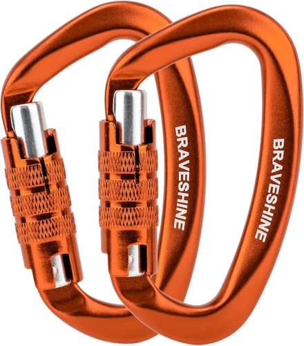Miniatura 10 de Clips de mosquetón resistentes 12KN Aluminio D Ring Double Lock Caribeaner Hooks