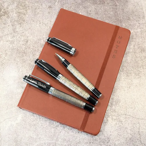 Miniatura 3 de Bolígrafo de metal personalizado con diseño de mapa del mundo premium + caja de regalo Diseña un regalo verdaderamente único Grabado con láser