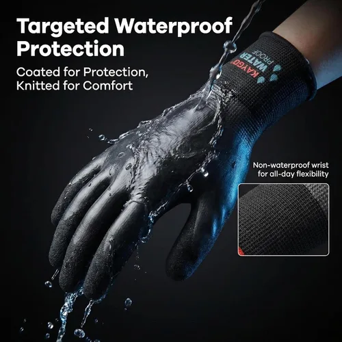 Miniatura 3 de KAYGO Guantes de trabajo impermeables para hombres y mujeres, guantes de trabajo recubiertos de goma antideslizantes para jardín, construcción al