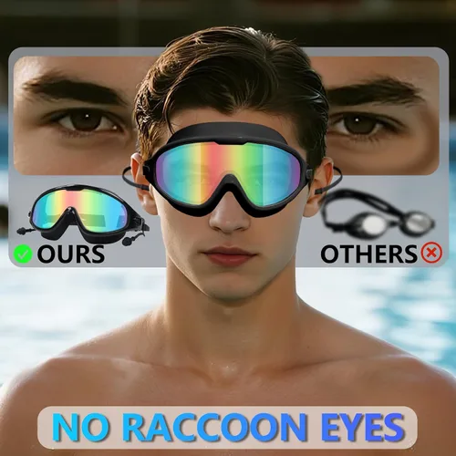 Miniatura 2 de Gafas de natación para adultos para mujeres y hombres, sin fugas, sin niebla, visión amplia, gafas de sol con tapones para los oídos y clip