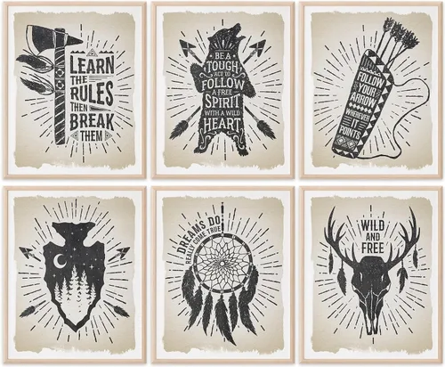 Miniatura 16 de DREAM BIG PRINTABLES Impresión artística de flechas y plumas de acuarela - Sin marco - 8x10 Patrimonio nativo americano - Decoración de pared boho