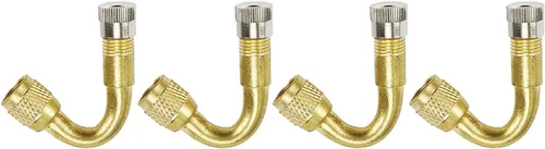 Modengzhe 4 Pcs adaptadores de extensión de vástago de válvula de neumático de 45 grados, extensores de válvula de latón H62 para neumáticos de Oro