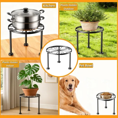 Miniatura 5 de 1 Paquete Soportes de Metal para Plantas, Soporte para Macetas Pequeñas para Jardín y Hogar, Estante de Exhibición Redondo Antioxidante