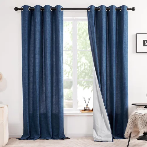 Miniatura 57 de Deconovo - Cortinas opacas para dormitorio con ojales, cortinas sólidas con aislamiento térmico, bloquean el calor, oscurecen la habitación, ahorran