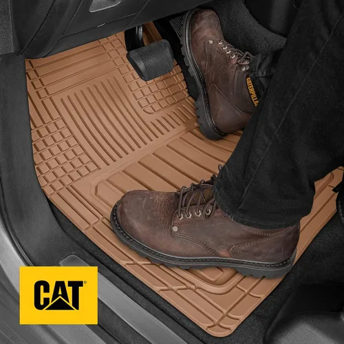Miniatura 3 de CAT® ToughLiner™ - Alfombrillas de piso beige para coche, resistentes para adaptarse al diseño, alfombrillas de piso para camiones de alta