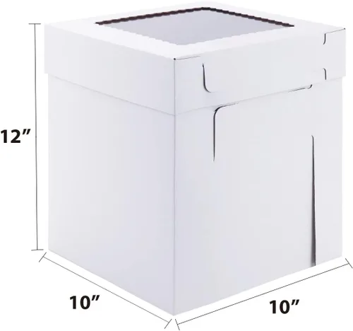 Miniatura 2 de Cajas altas para tartas de nivel, 10 x 10 x 12 pulgadas [10 unidades] Caja gruesa y resistente para pasteles con ventana, contenedor para pasteles