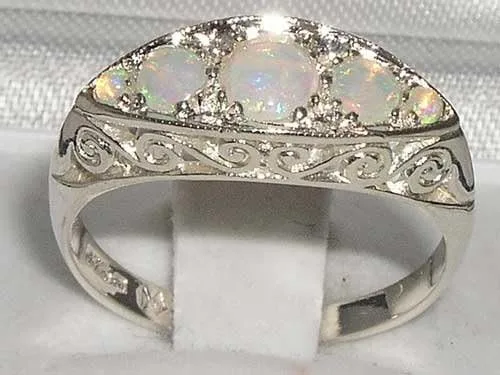 Miniatura 2 de Anillo de plata de ley 925 con ópalo natural para mujer, tallas 4 a 12 disponibles