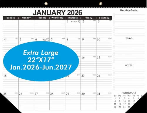 Miniatura 12 de 2026 Calendario de escritorio Calendarios de escritorio 2026-2027 Calendario de pared de 18 meses desde enero de 2026 hasta junio de 2027, papel