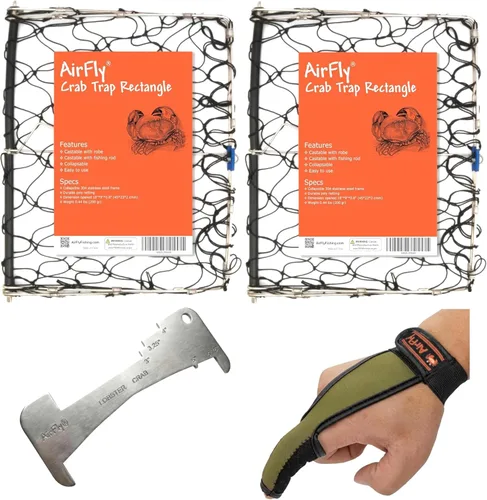 Miniatura 14 de AirFly Foldable Castable Crab Trap - Crab Hawk & Crab Jaw Star Trap with Bait Clip - Portable Fishing Rod Crab Pot for Blue Crabs & Dungeness