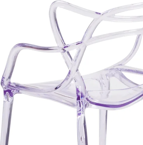 Miniatura 7 de Flash Furniture Josh - Juego de 4 sillas laterales apilables transparentes de la serie Nesting
