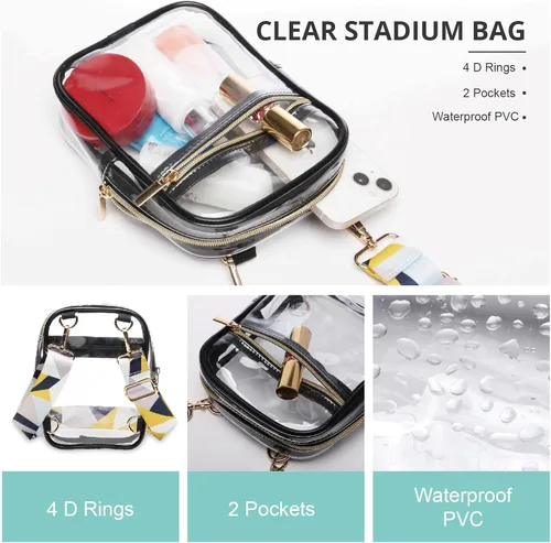 Miniatura 25 de Bolso cruzado aprobado por estadios para mujer, bolsa transparente para estadios para eventos deportivos, conciertos