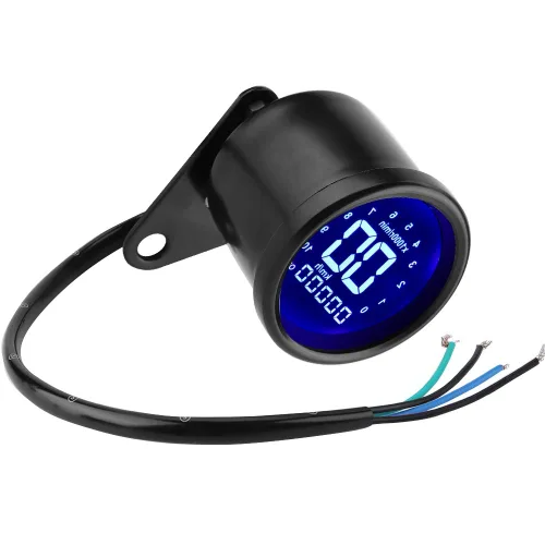 Miniatura 6 de Acouto Velocímetro de motocicleta 12V universal motocicleta LCD instrumento digital velocímetro odómetro tacómetro medidor medidor negro chapado