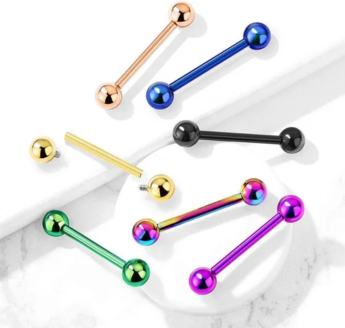 Miniatura 4 de Pierced Owl - 14G G23 Implant Grade Solid Titanium PVD Plated Internally Threaded Nipple Barbells, Sold as a Pair