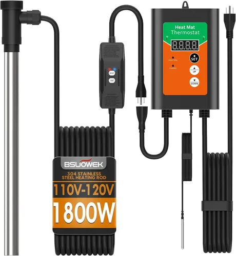 Calentador de inmersión de 1800 W para bañera de hidromasaje, calentador de agua eléctrico portátil totalmente sumergible con termostato y