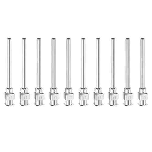 Miniatura 19 de HARFINGTON 10 agujas dispensadoras de acero inoxidable calibre 16, 1 1/2 pulgadas, tubo de aguja de pegamento de metal, puntas romas, Luer Lock