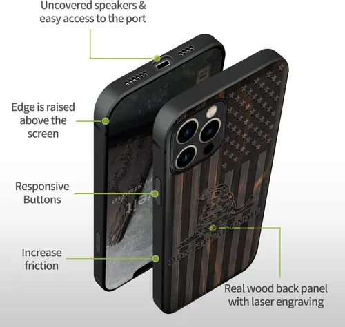 Miniatura 9 de Carveit Funda magnética de madera para iPhone 12 [madera real dura y TPU suave] a prueba de golpes, funda de madera única y elegante compatible