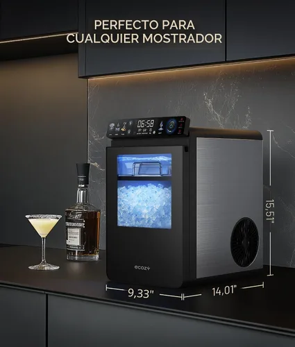 Miniatura 9 de ecozy Nugget - Máquina de hielo para encimera, primer panel inteligente a todo color de 44 libras/24 horas con control de aplicación, aislamiento
