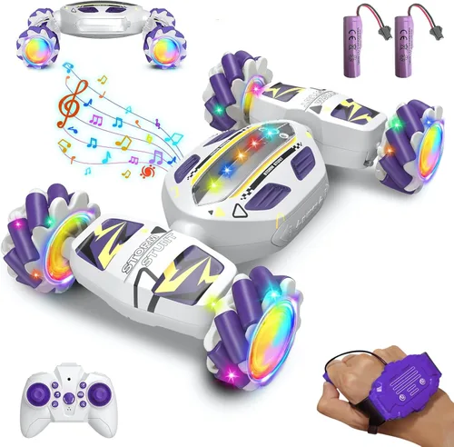 Miniatura 10 de Auto de acrobacias RC con detección de gestos para niños de 8 a 12 años, juguete de regalo para niños, control remoto 4WD, rotación de 360°
