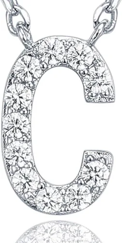 Miniatura 47 de PAVOI 14K White Gold Plated Cubic Zirconia Initial Necklace Letter Dainty Necklaces for Women