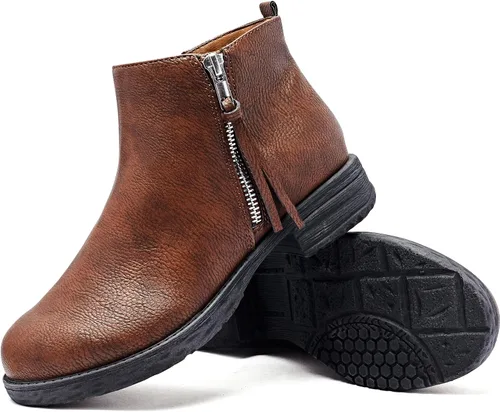 Miniatura 2 de Ataiwee Botines para mujer, con cremallera lateral clásica, cómodas y gruesas botas de tacón de bloque.