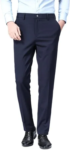 ESSYSHE Pantalones de vestir ajustados para hombre, pantalones de vestir con frente plano y acampanados, pantalones de vestir elásticos para hombre