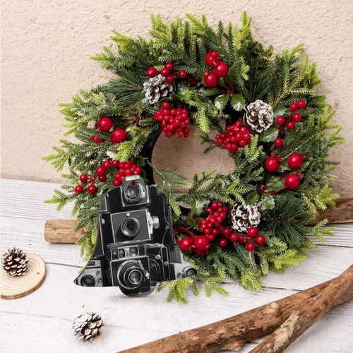 Miniatura 9 de Christmas Wooden Ornaments Retro Cool Camera Collection Xmas Tree Hanging Bell Shape Christmas Hanging Decoration for New Year Holiday Party Decor 2