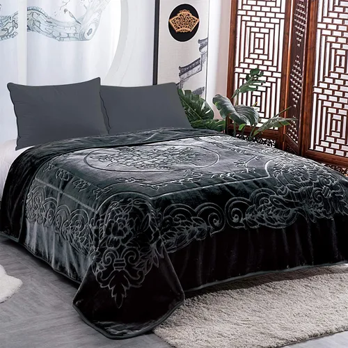 Miniatura 14 de JML - Manta coreana pesada de 85 x 93 pulgadas, 8.4 libras, manta de forro polar de franela de felpa estampada de lujo tamaño King para hombres