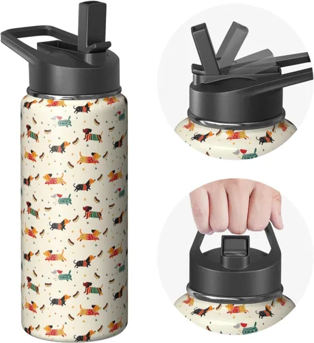 Miniatura 24 de Dachshund - Vaso de viaje aislado de acero inoxidable de 20 onzas con asa y pajilla, regalo para mujer, para el Día de la Madre, a prueba de fugas