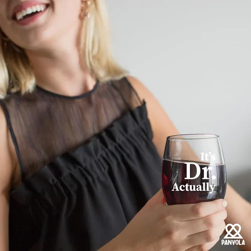 Miniatura 4 de Panvola Vaso de vino con texto en inglés "It's Dr Actually Doctor Gifts - Vaso de vino sin tallo, para estudiante de doctorado, hijo, hija, de mamá