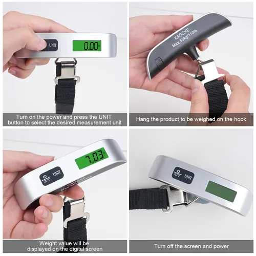 Miniatura 5 de Paquete de 2 básculas digitales de equipaje de viaje, báscula de equipaje portátil, báscula de equipaje para maletas, ideal para báscula de viaje