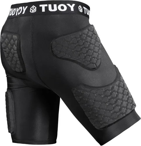 Faja de fútbol juvenil acolchada de compresión corta con almohadillas, pantalones protectores de cadera para niños, para snowboard, béisbol Negro