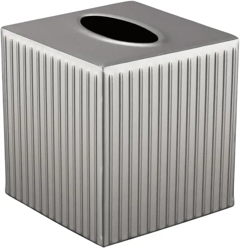 Miniatura 8 de Caja de pañuelos Monarch Abode Cuadrada – Caja de soporte de pañuelos de metal de peltre martillado a mano para accesorio de baño, cubo decorativo