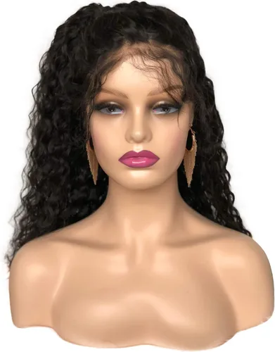 Voloria Cabeza de maniquí femenino realista con maniquí de hombro Cabeza de PVC Busto Peluca Soporte de cabeza con maquillaje para pelucas, collar y