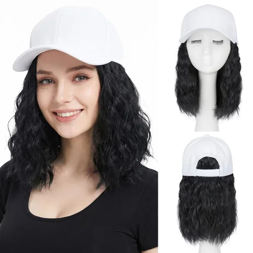 Miniatura 51 de SEGO Gorra de béisbol con extensiones de cabello para mujer, resistente al calor, sintético, 6 pulgadas, ajustable, corta, recta, peluca de repuesto