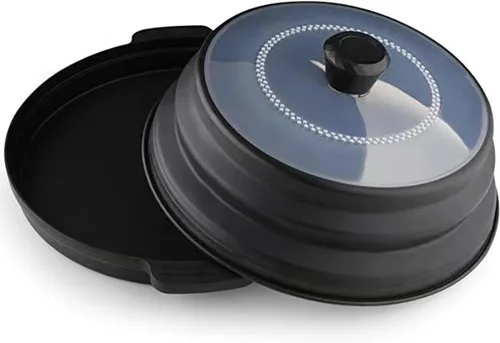 Cubierta plegable para salpicaduras de microondas para alimentos con alfombrillas de silicona, 10.2 pulgadas, apta para lavavajillas, cubierta de