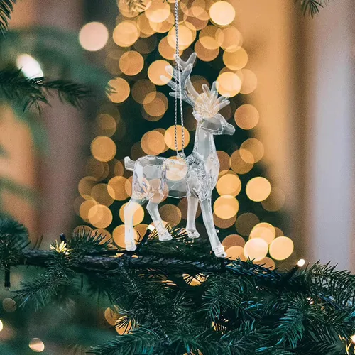 Miniatura 4 de SEWACC Adornos de reno de cristal, 2 piezas, estatuas de ciervos transparentes, figuras de reno acrílico, decoración de mesa de Navidad