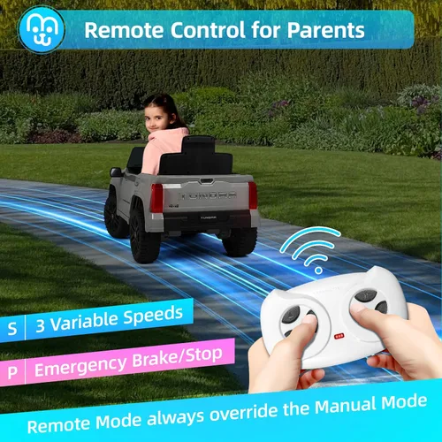 Miniatura 3 de MINIATURE MOTORS Camioneta eléctrica de 12 V con batería de 7 Ah para niños, camioneta eléctrica con maletero con control remoto, Bluetooth, música