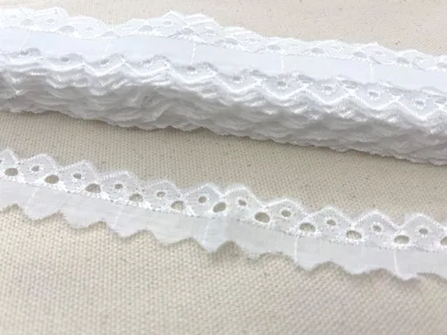 Miniatura 9 de AMORNPHAN 15 yardas de ancho 0.75 pulgadas de ancho con ojales de algodón blanco con ribete de encaje, tela bordada floral, mantel, mantas