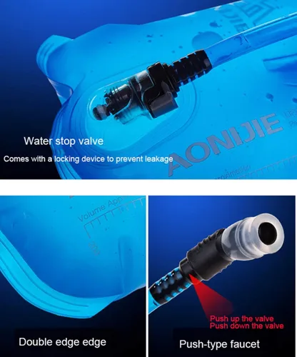Miniatura 5 de AONIJIE Bolsa de agua plegable de hidratación a prueba de fugas, depósito de agua para senderismo al aire libre, mochilero, correr, ciclismo 1.5L-TPU