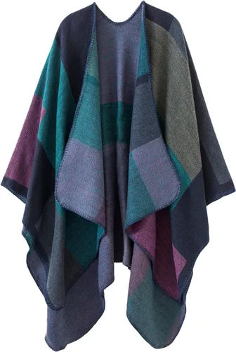Miniatura 225 de Urban CoCo Poncho de colores para mujer, chal con frente abierto, color en bloques