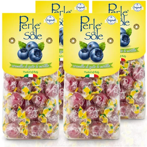 The Original Perle di Sole - Caramelo duro de arándanos con relleno de gas agrio, caramelo duro italiano envuelto individualmente (7.05 onzas | 7.05